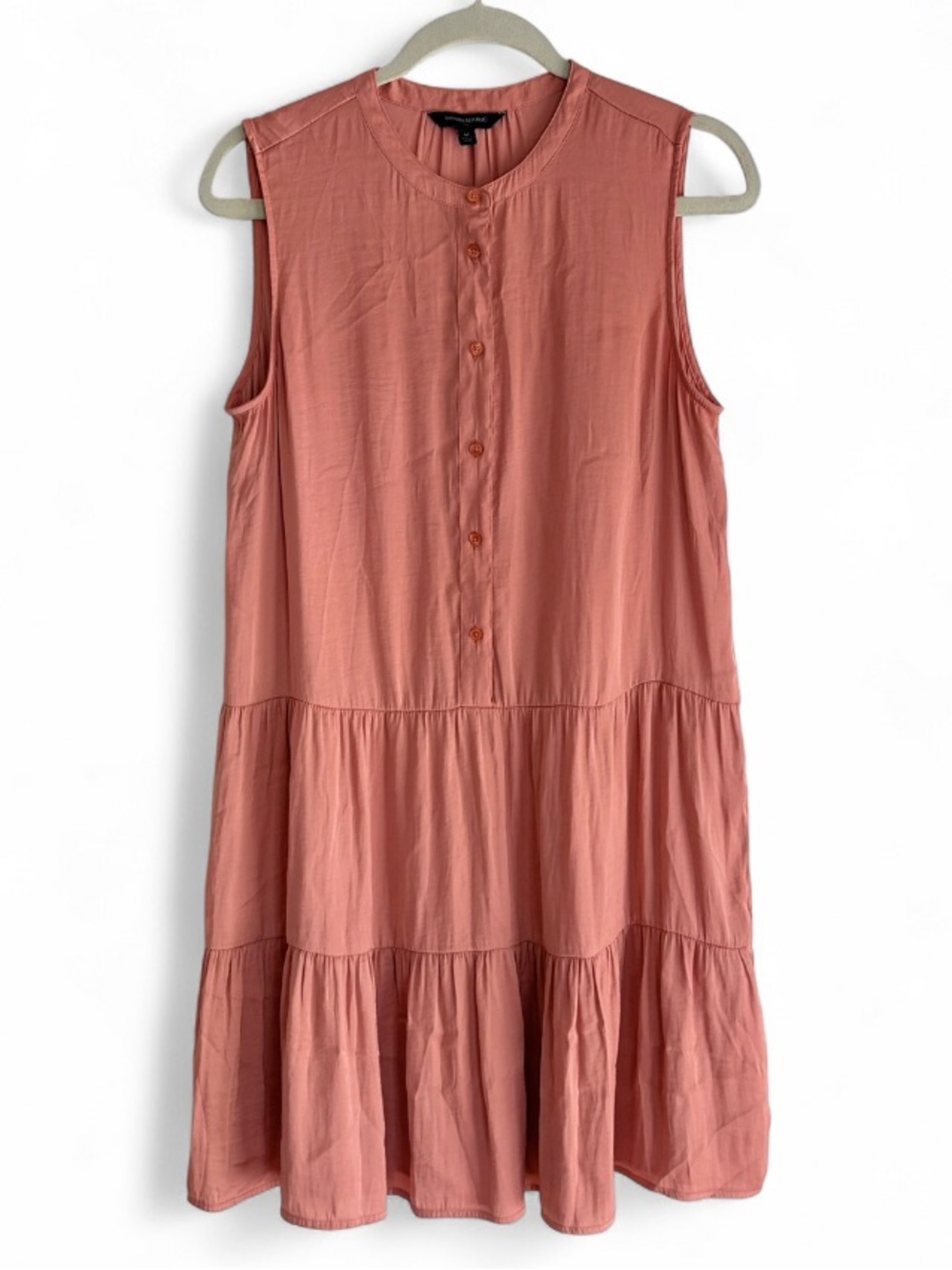 Banana Republic Sleeveless Boho Tiered Ruffle Silky Dress Size M
